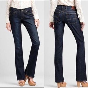 Lucky Brand Dream Jean Button Fly Dungarees size 6/28 mid rise boot cut wide leg
